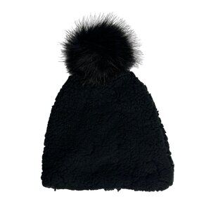 Hollister Hat Womens Black New WOT Ball Top Fleece Fuzzy